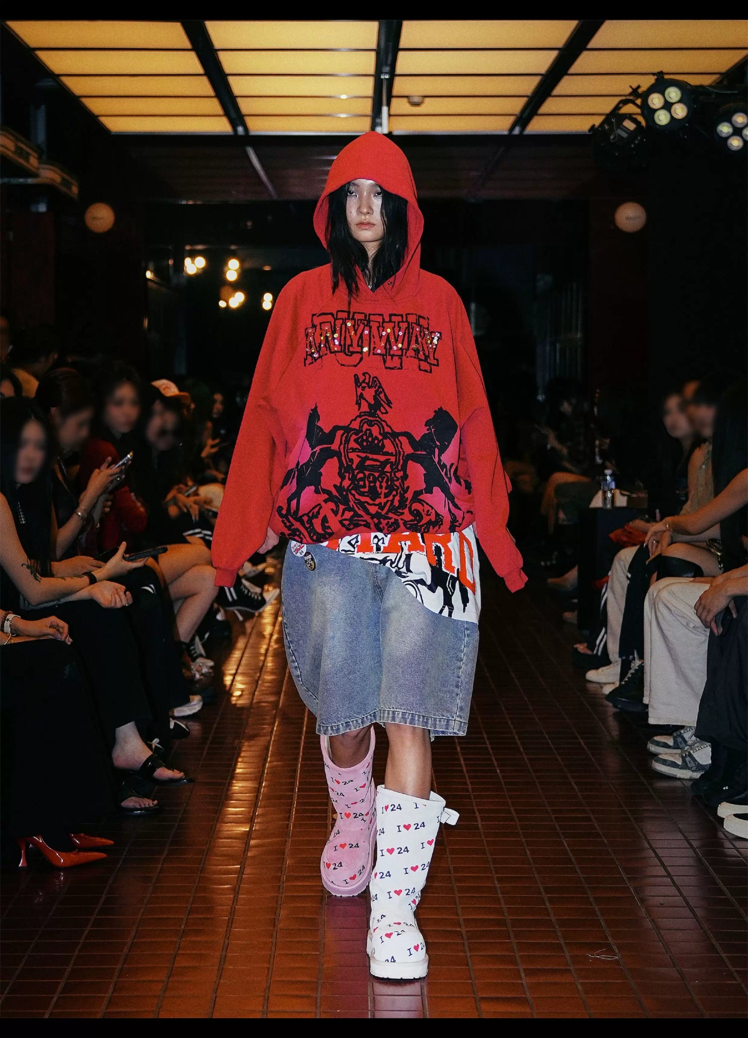 Letter Print Suede Snow Boots