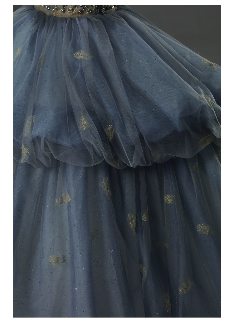 Elf Couture Embellished Tulle Ball Gown with Beaded Bodice