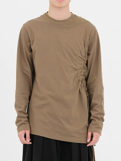 Ochre &amp; Light Brown Drawstring Long-Sleeve T-Shirt