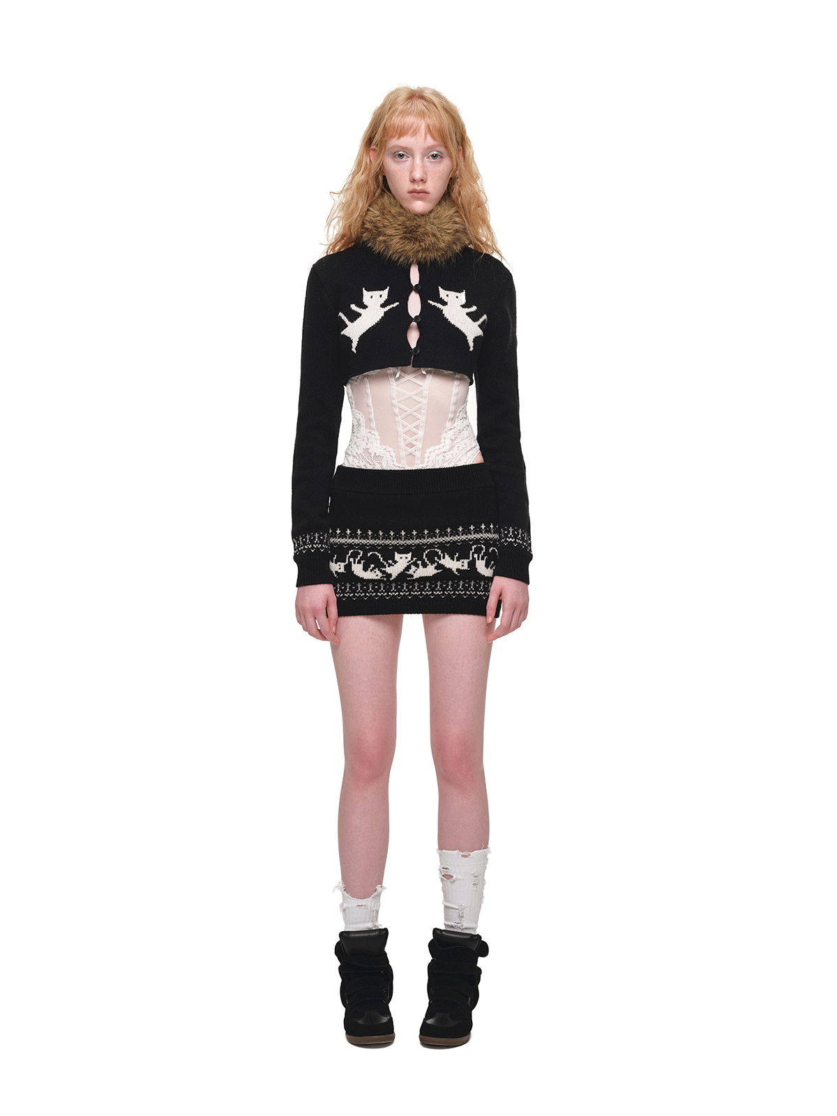 Ensemble en maille court Fair Isle
