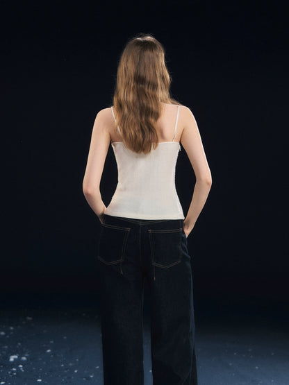 Textured Velvet Lace Cami Vest