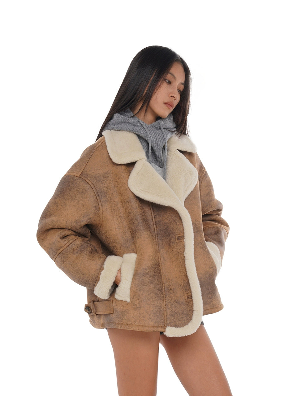 Shearling Oversized Collar Jacket