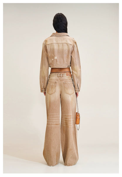 Wild Diamond Handcrafted Wide-Leg Denim Pants