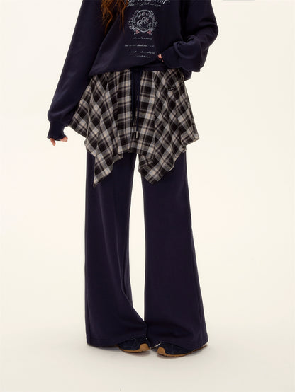 Asymmetric Shoulder Striped Fleece Tracksuit Set