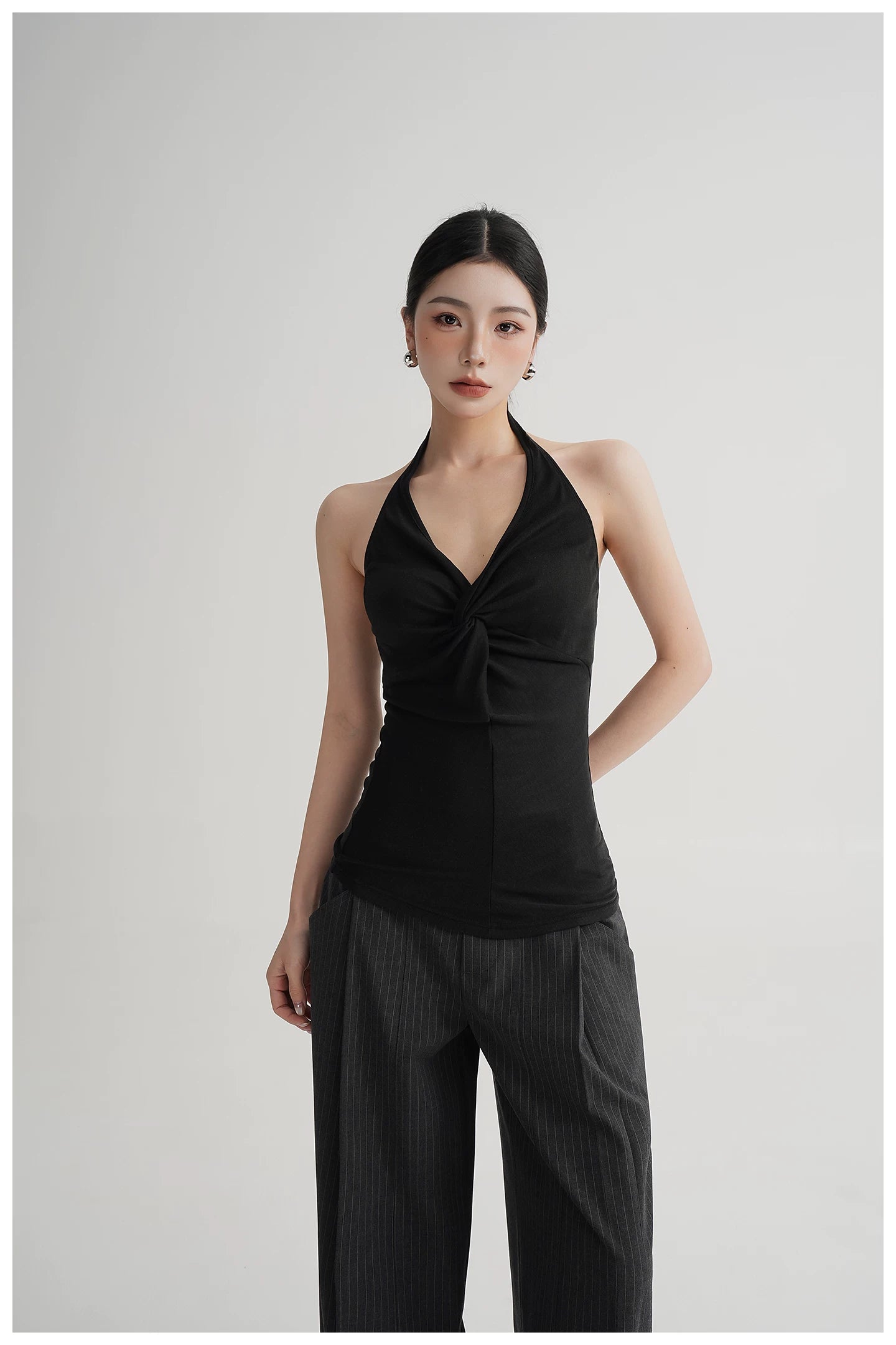 Silk-Blend Draped Halterneck Camisole