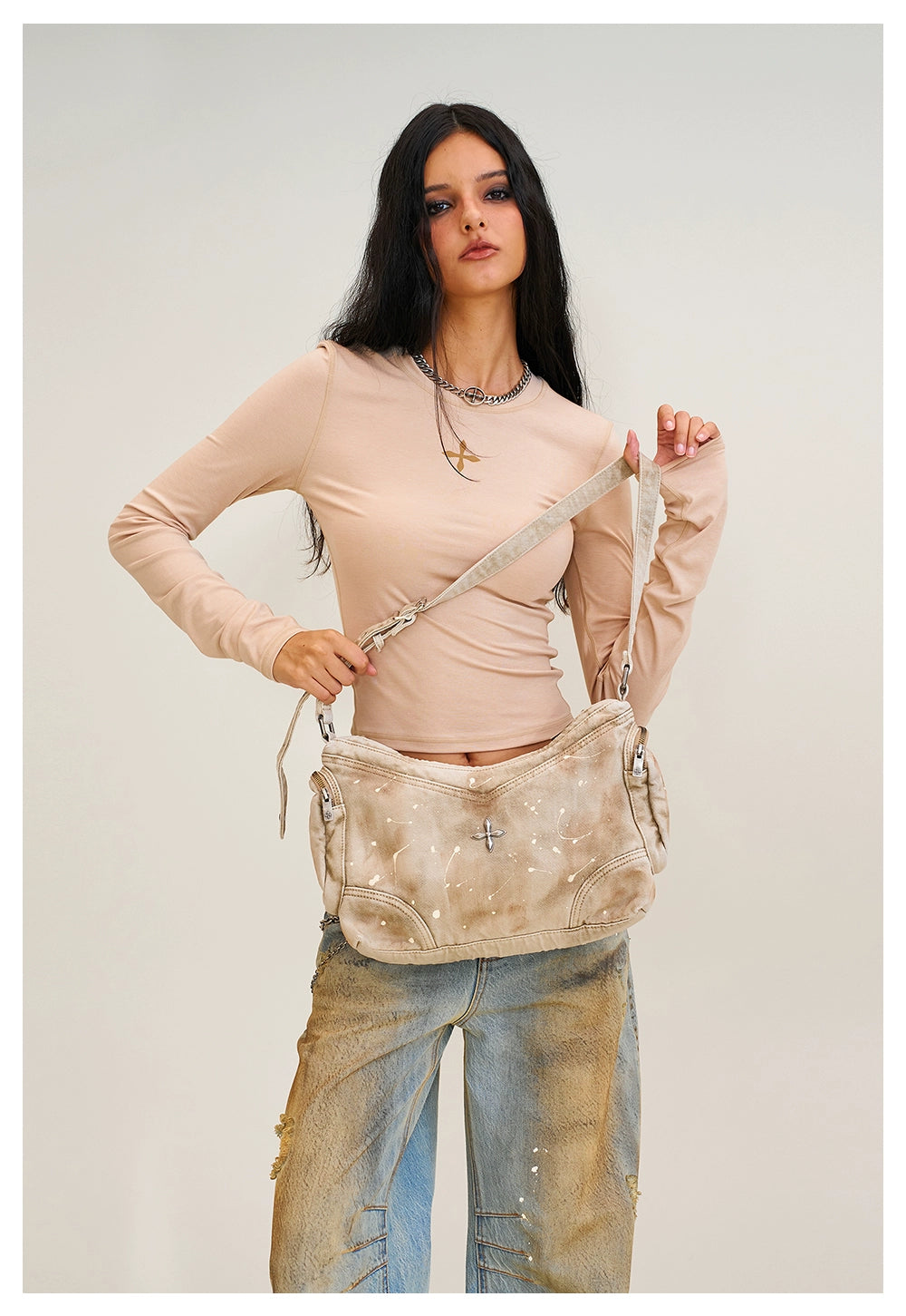 Wild Origin Washed Denim Shoulder Bag