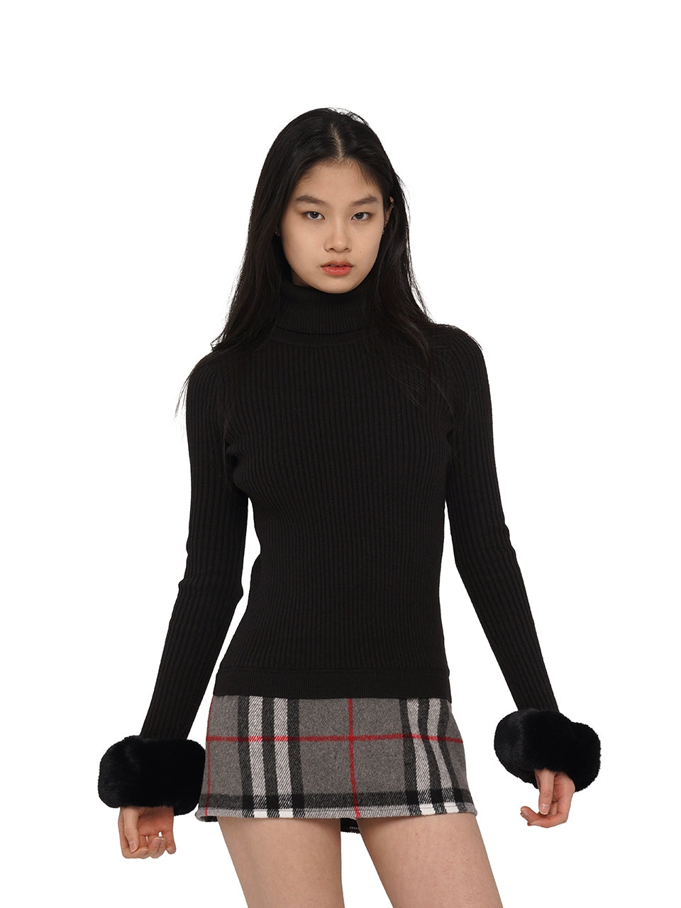 Turtleneck Faux Two-Piece Sweater Dress