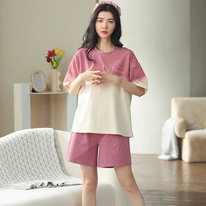 Thin Cotton Short-sleeved Pajamas