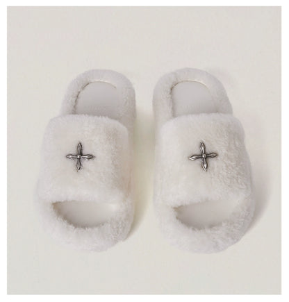 SMFK Fuzzy Platform Black Edition Slide Sandals