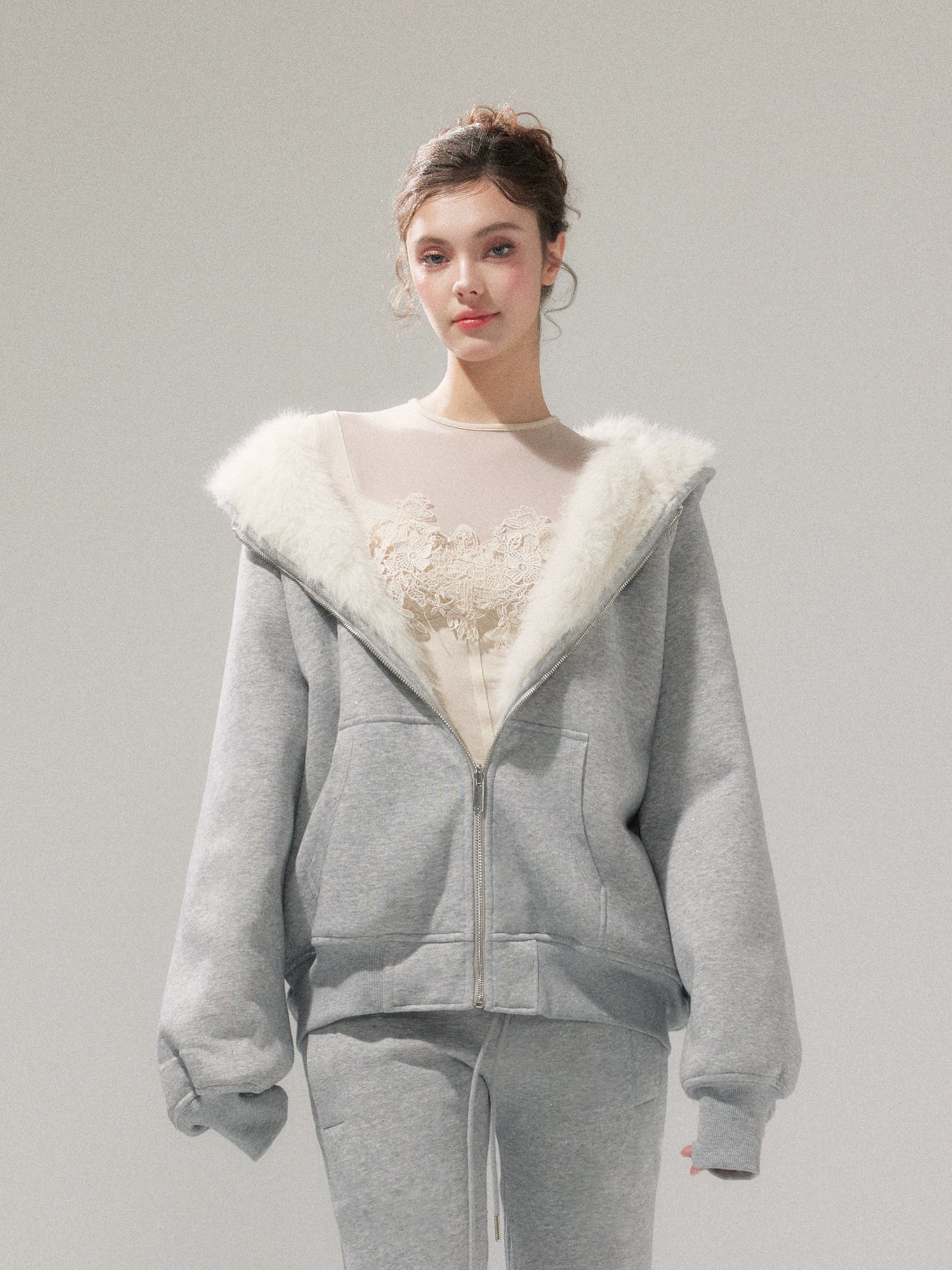 Hooded Fleece Jacket &amp; Plush Sweatpants Set