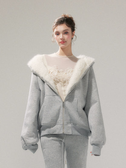 Hooded Fleece Jacket &amp; Plush Sweatpants Set