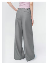 Pink & Grey High-waist Satin Ribbon Trousers - CHINASQUAD