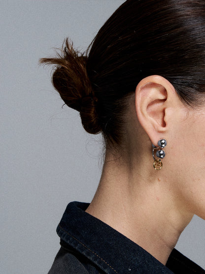 Reconstructed Dual-Tone Metallic Sphere Earrings