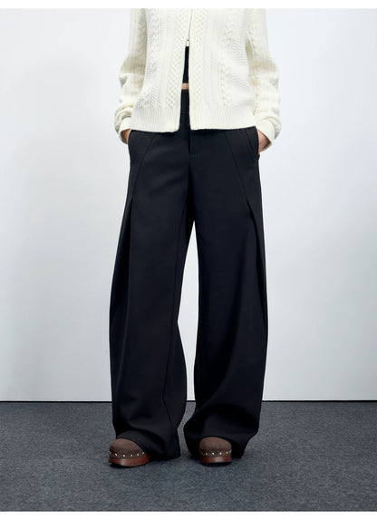 Wool-Blend Sculpted Curved-Leg Tailored Trousers