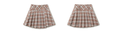 Blush Plaid Wool A-Line Pleated Skirt