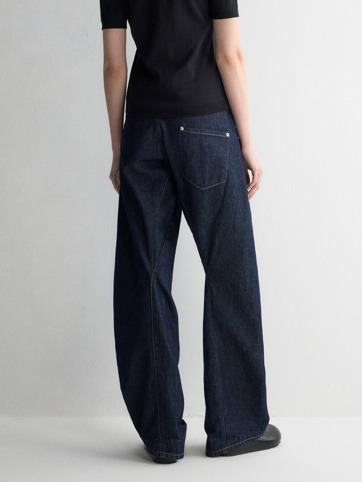3D Wide-Leg Denim Pants