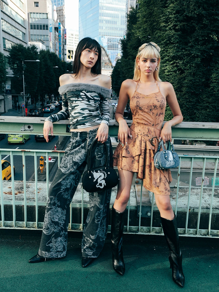 Vintage Washed Denim Bowling Bag