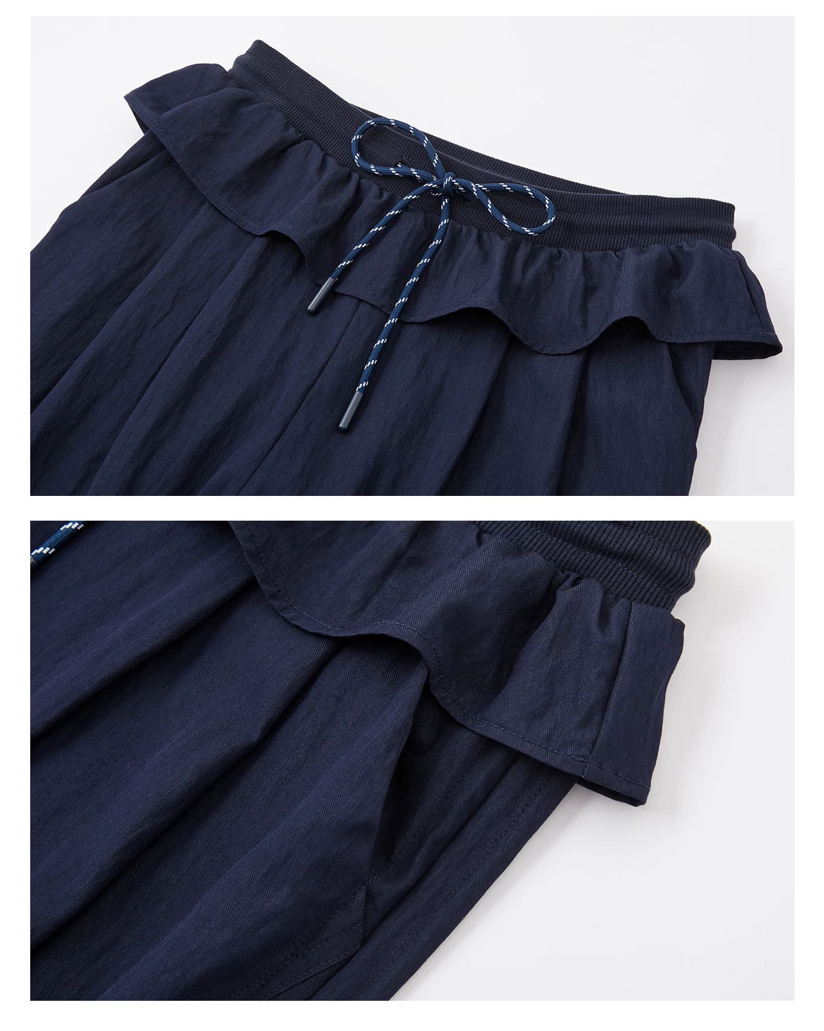 Relaxed Bubble-Waist Wide-Leg Trousers