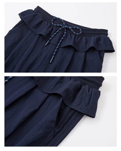 Relaxed Bubble-Waist Wide-Leg Trousers