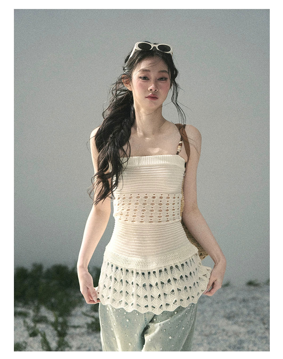 “The Space Between” Open-Shoulder Knit Camisole