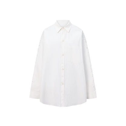 Embroidered Panel Oversized Cotton Shirt