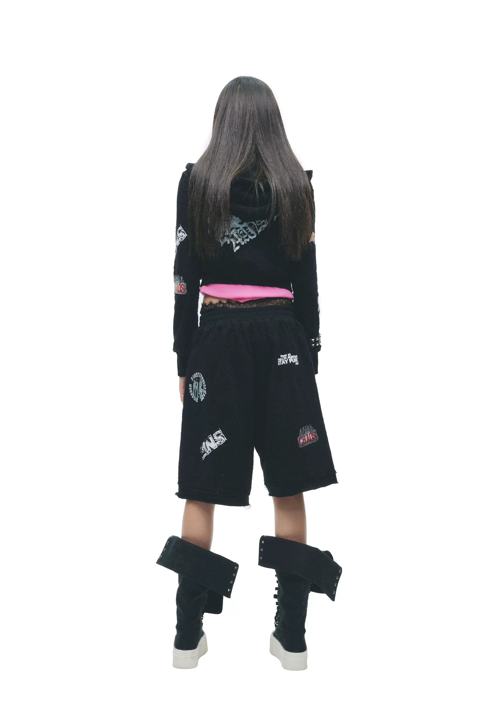 Punk Millennium Distressed Two-Tone Set with Graphic Print