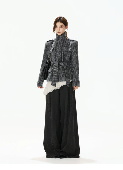 Double-Breasted Belted Wool-Blend Jacket