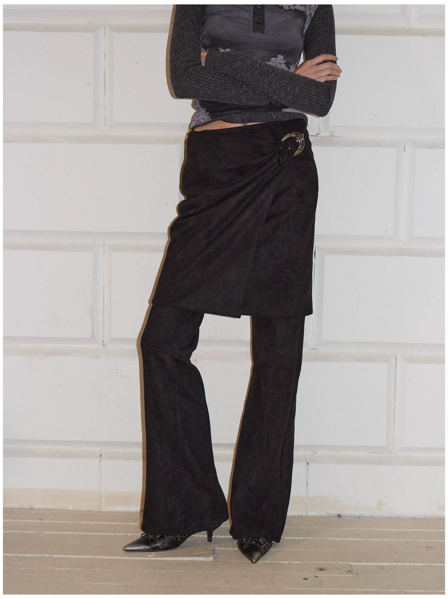 Detachable Two-Way Leather Skirt–Pants