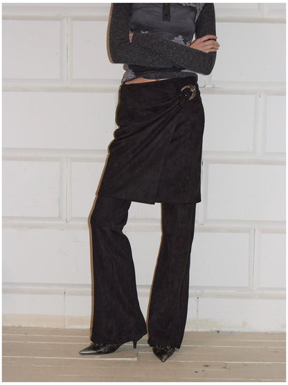 Detachable Two-Way Leather Skirt–Pants
