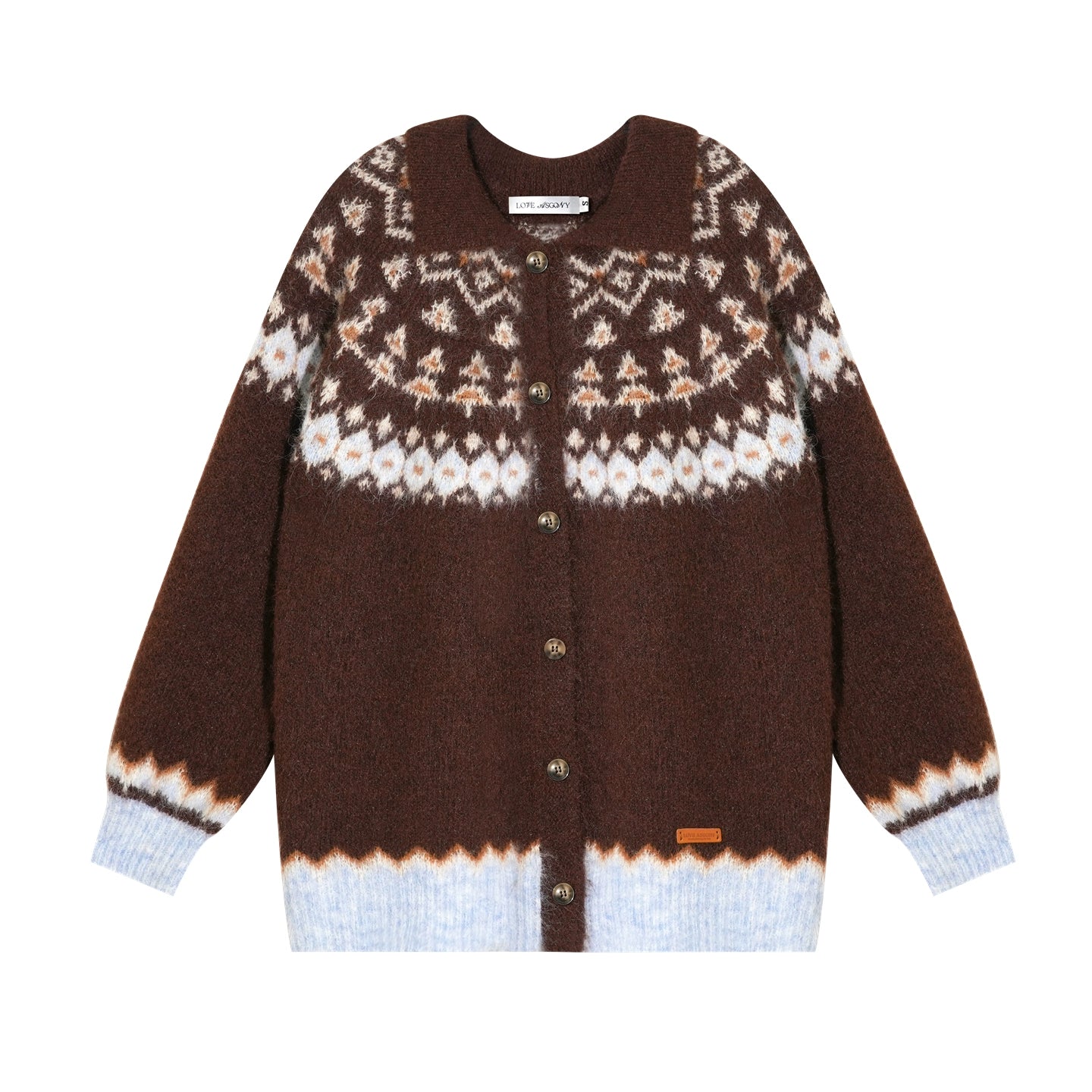 Wool Blend Fair Isle Button-Up Cardigan