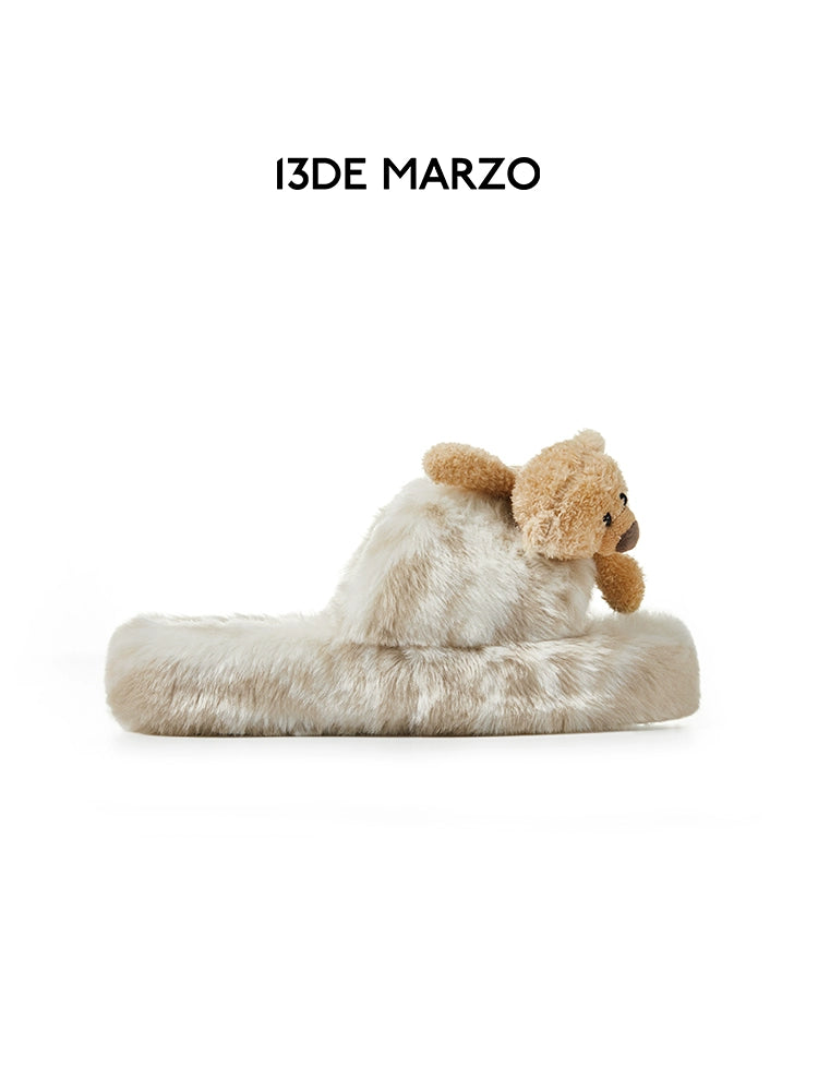 Logo Furry Plush Slipper