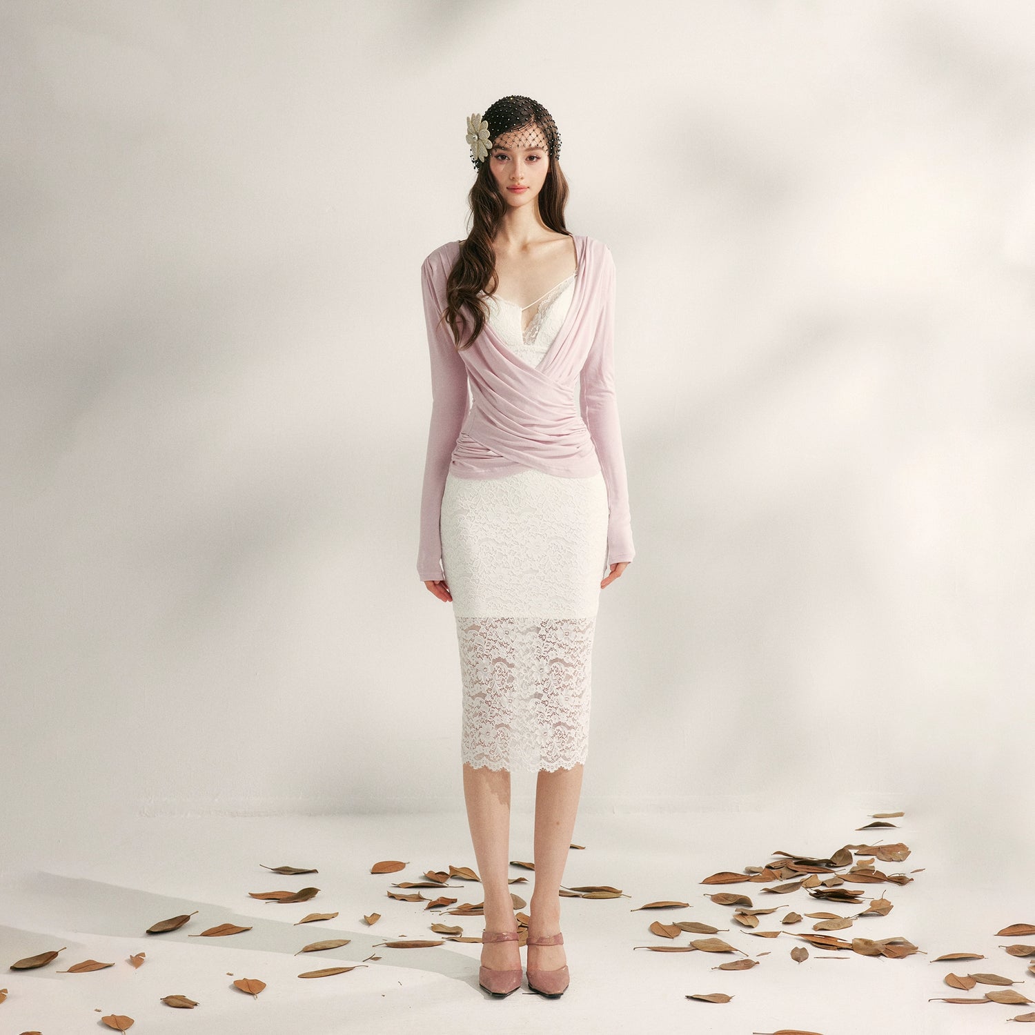 Modal Tencel V-Drape Ruched Blouse