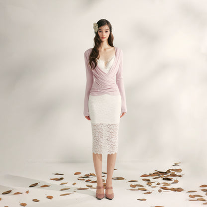 Modal Tencel V-Drape Ruched Blouse