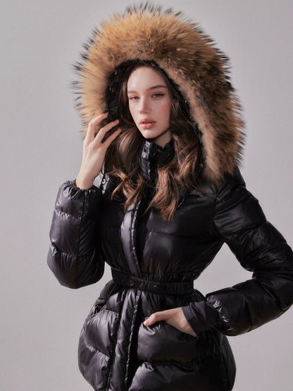 Snow Velvet Fox Fur Hooded Down Jacket