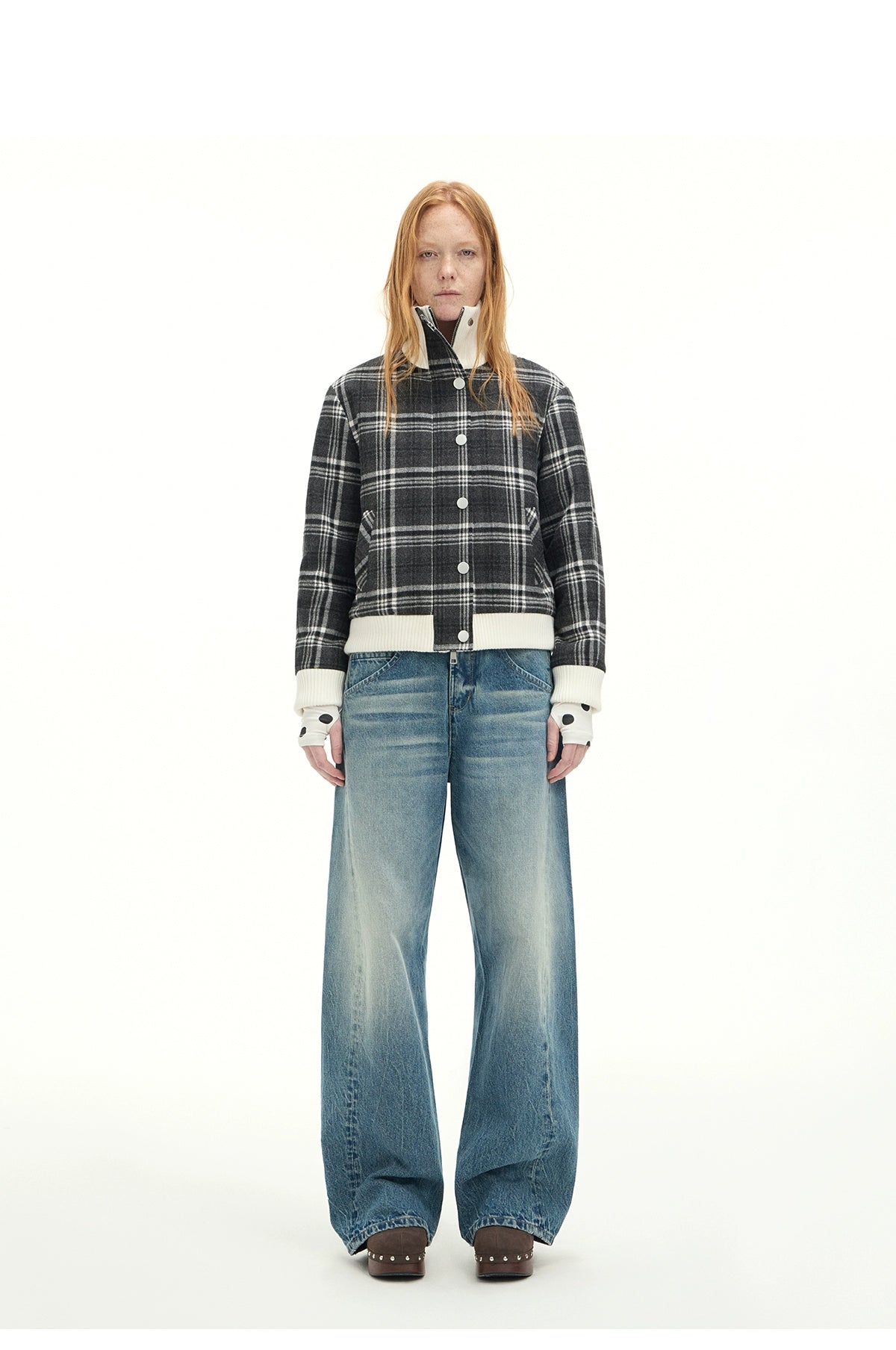 Whisker Sculpted Curved-Leg Denim Pants