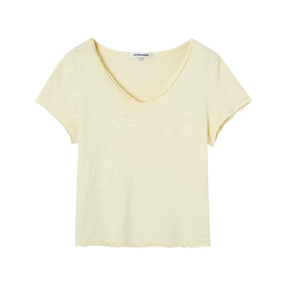 Slub Cotton Minimalist V-Neck Tee