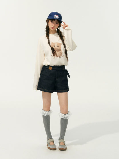 Slimming High-Waisted A-Line Denim Shorts