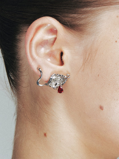 Vintage Floral Teardrop Crystal Stud Earrings