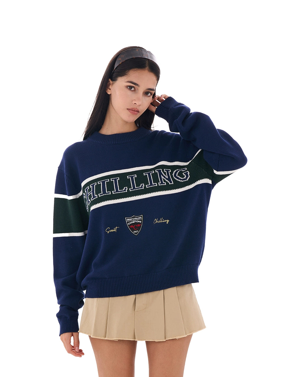 Varsity Knit Pullover Sweater