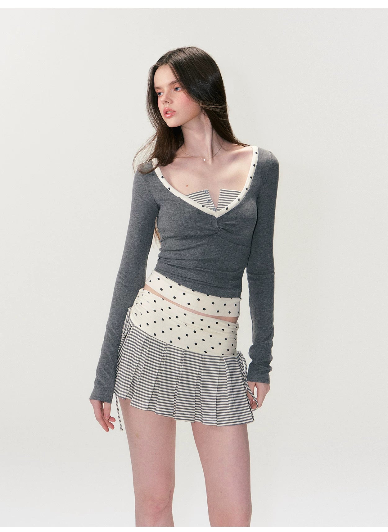 Faux Two-Piece Slim Long-Sleeve T-Shirt