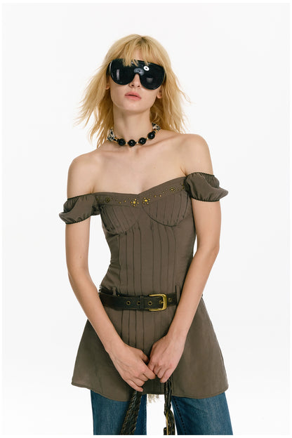 Draped Off-Shoulder Mini Dress
