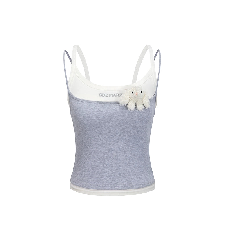 Layered-Effect Spliced Camisole Tank Vest