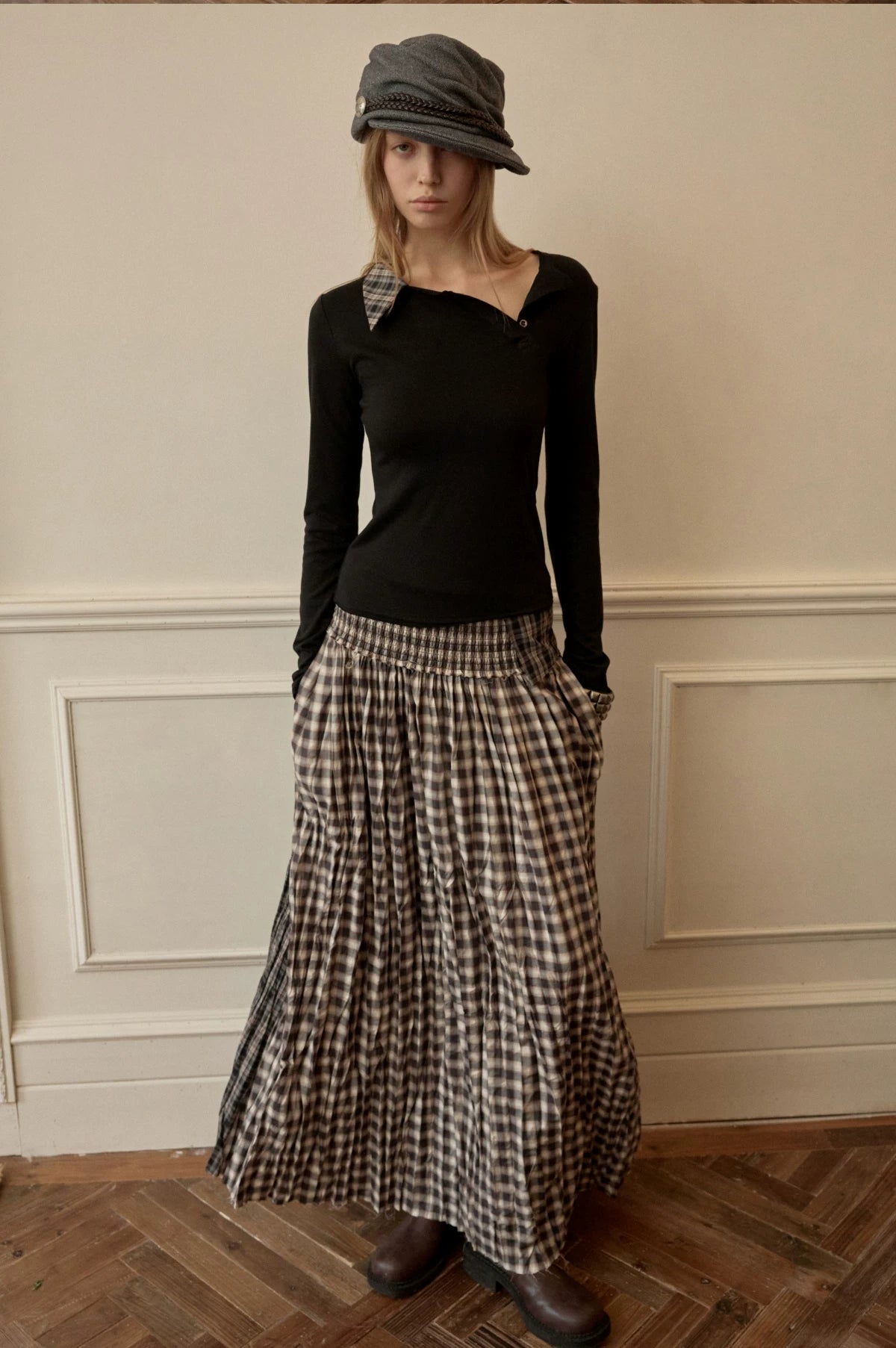 Layered Asymmetric Henley Long Sleeve Top