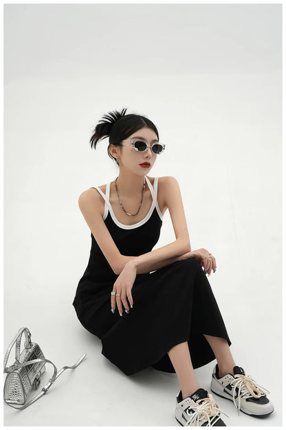 American Street-Style Slim-Fit Camisole Maxi Dress
