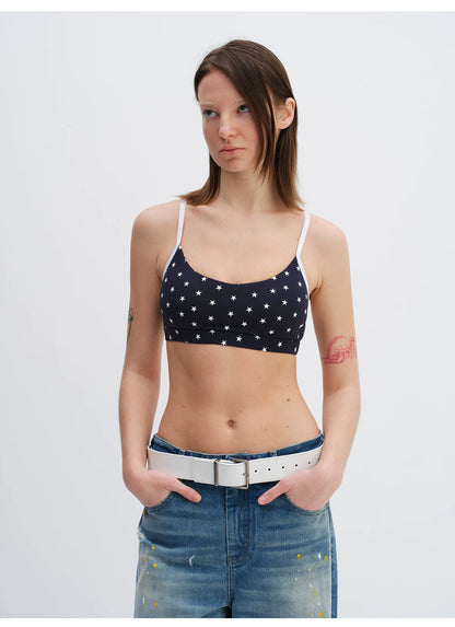 Star Print Racerback Sports Bra