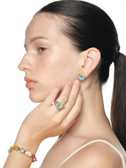 Blue Donut Teddy Ring