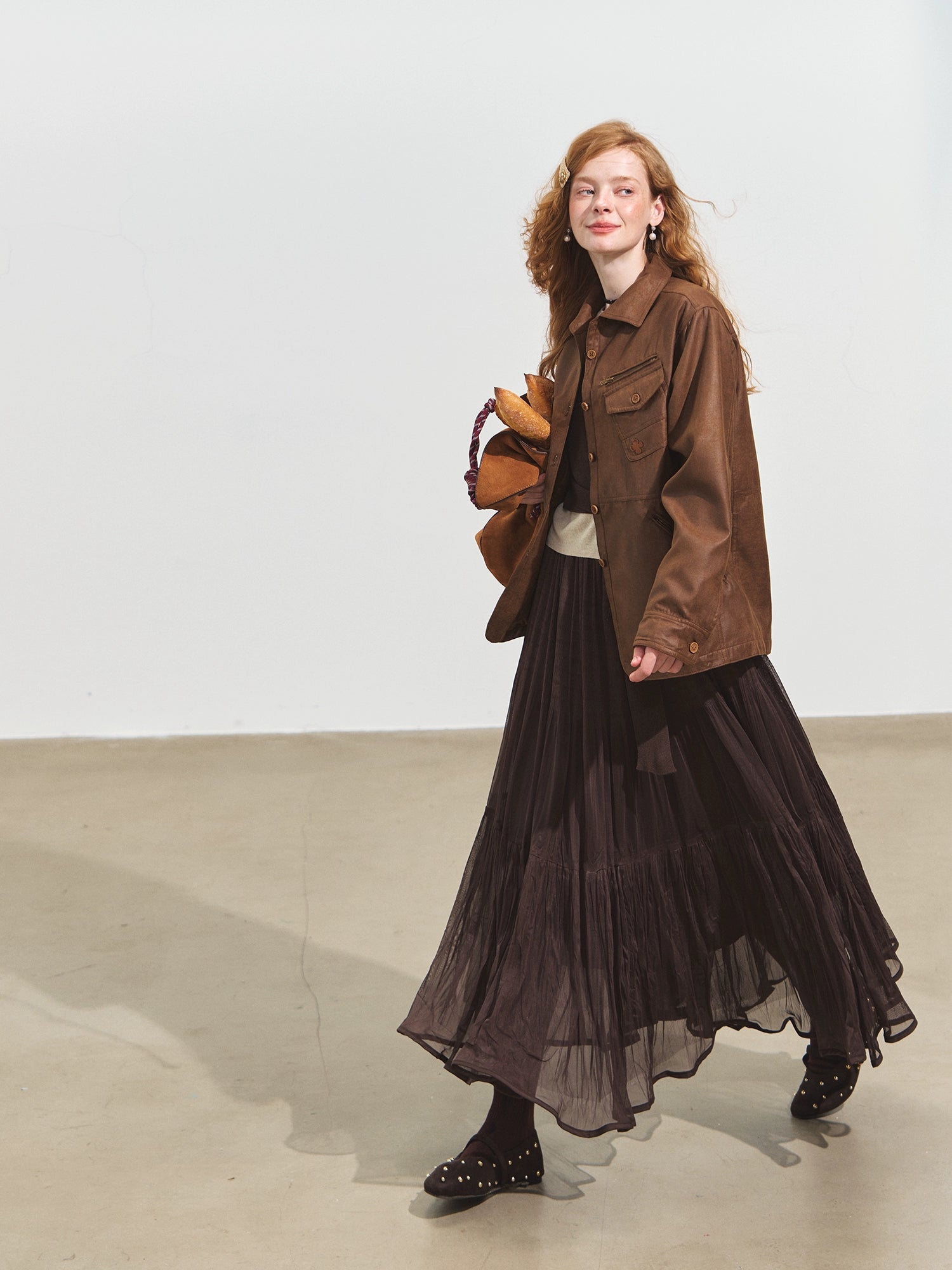 Multi-Pocket Suede Utility Jacket