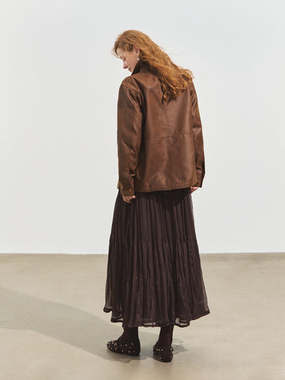 Multi-Pocket Suede Utility Jacket