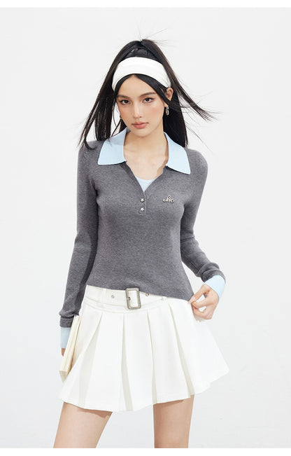 Contrast Faux-Layer T-shirt