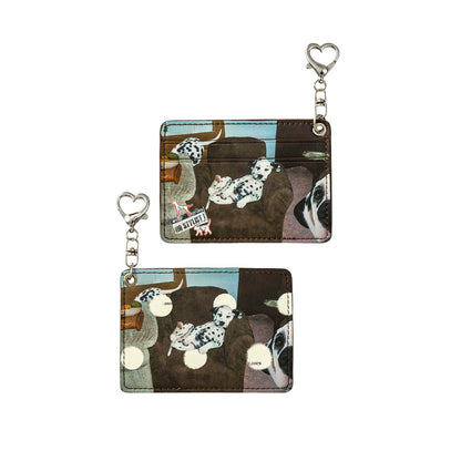 Retro Polka Dot Cat &amp; Dog Print Card Holder - CHINASQUAD